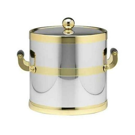 Americano 3-qt. Ice Bucket in Shiny Chrome and Brass w Bands