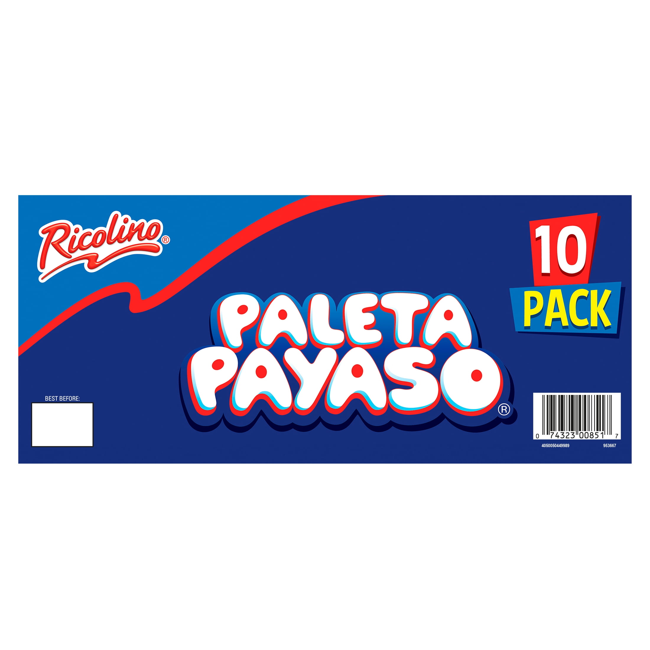Ricolino Paleta Payaso Chocolate Marshmallow Lollipop, 10 Count Box