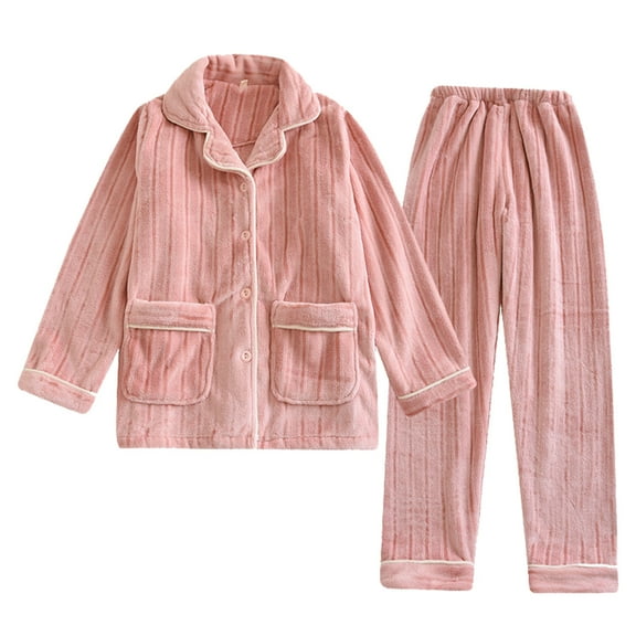 GERsome Womens Fluffy Pajamas Set Fleece Top Pants Plush Loungewear Sleepwear
