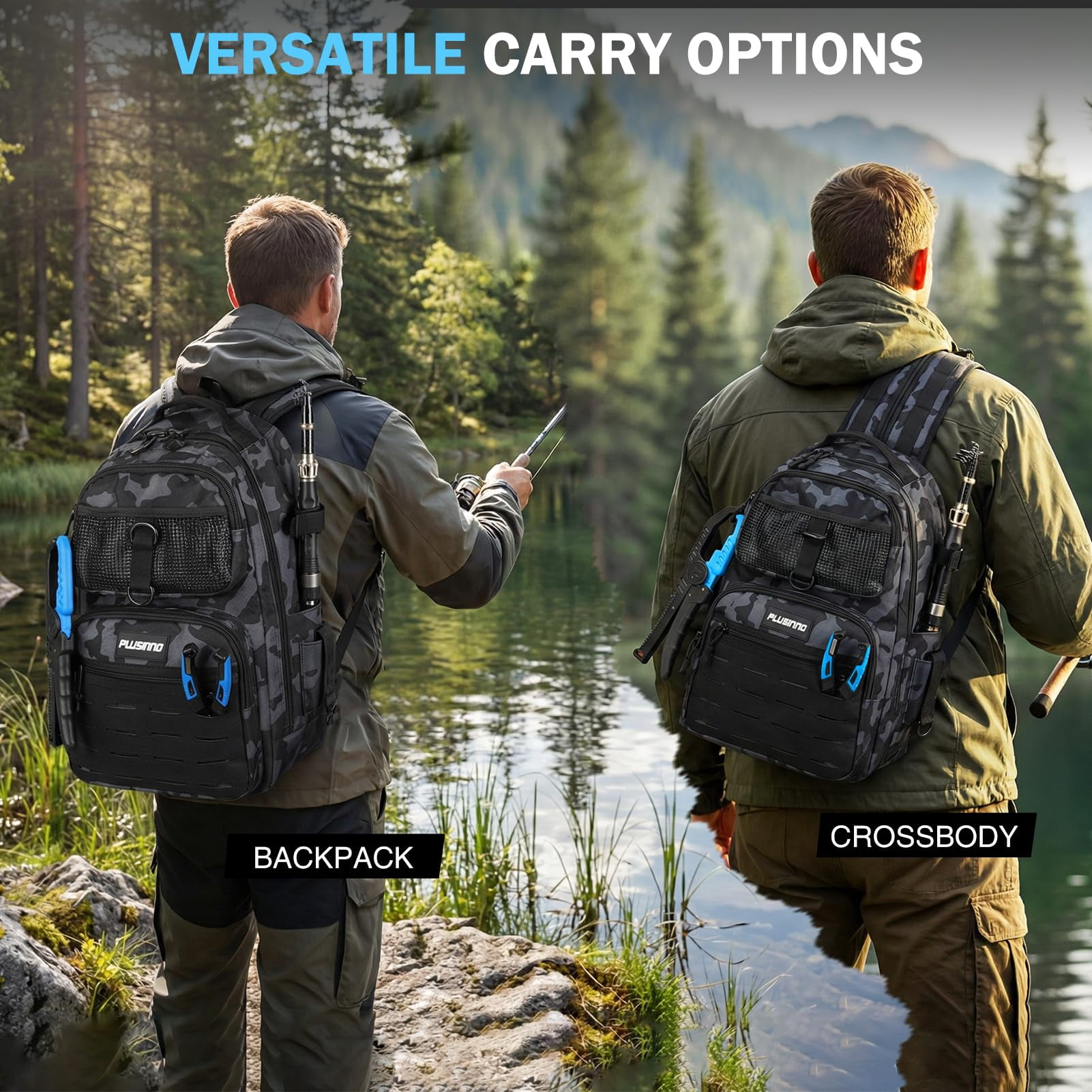 Fishing Gear  Backpack With Tackle Box Waterproof Rod Holders Lures Tools Pliers & Accessories Fish Gifts For Men
