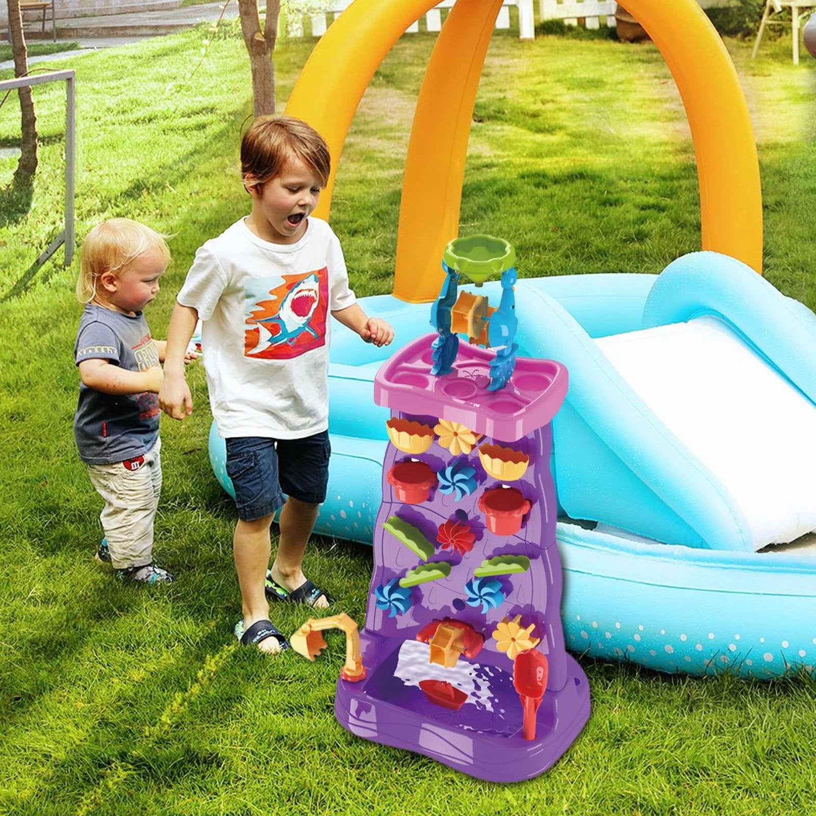RUIG Water Table for Kids Ages 3-8, Double-Sided Waterfall Wall with 32-Piece Activity Set, Outdoor Sand & Water Play Station for Boys & Girls, STEM Learning Toy,Summer Outdoor Toys