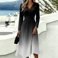 thumbnail image 6 of Women's Boho Floral Maxi Dress Summer V Neck Vintage Long Sleeve Work Casual Dress High Waist A-Line Swing Sundress, 6 of 6