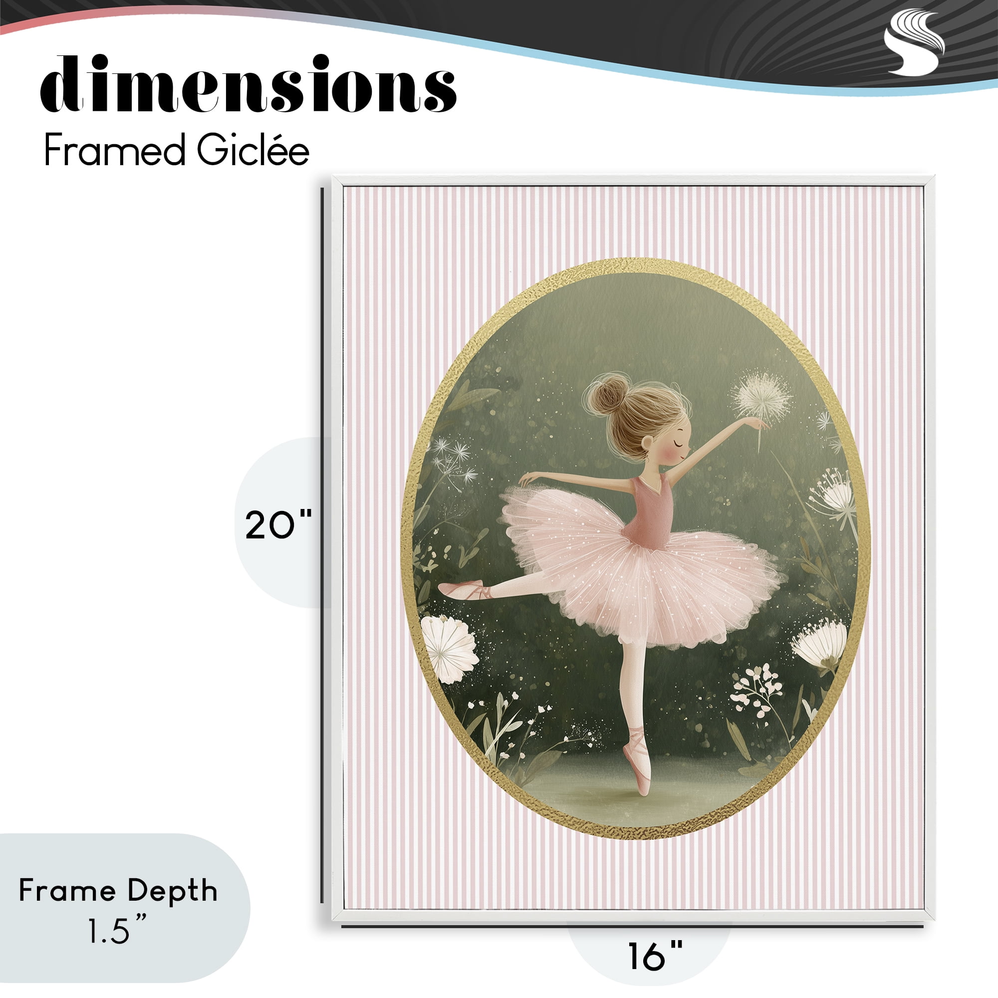 Stupell Industries Green & Pink Ballerina White Framed Giclee Art, design by Christine Simpson Art