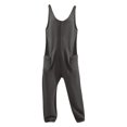 thumbnail image 6 of Rigardu jumpsuits for women Womens Ribbed Knit Jumpsuit Sweater Romper Sleeveless Pajamas Loungewear Long Pants Romper with Pockets one piece jumpsuits for women women jumpsuit Dark Grey + 3XL, 6 of 7