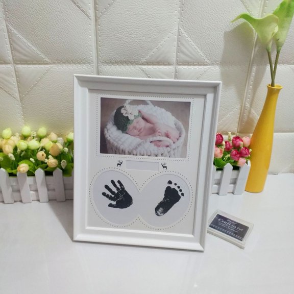 LQQBOX Baby Handprint and Footprint Kit,Baby Foot and Handprint Kit for Newborn Baby Girls and Boys,Baby Shower Gifts, Memory Art Picture Frames for Baby Registry, Nursery Decor