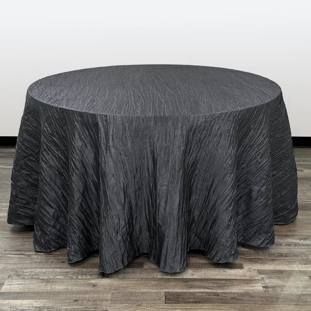 Fundas Para Silla – Mantel Redondo De Tafetán Arrugado De 108 Pulgadas – Mantel De Comedor Negro Triturado Brillante Para Bodas, Fiestas, Cumpleaños, Despedidas De Soltera