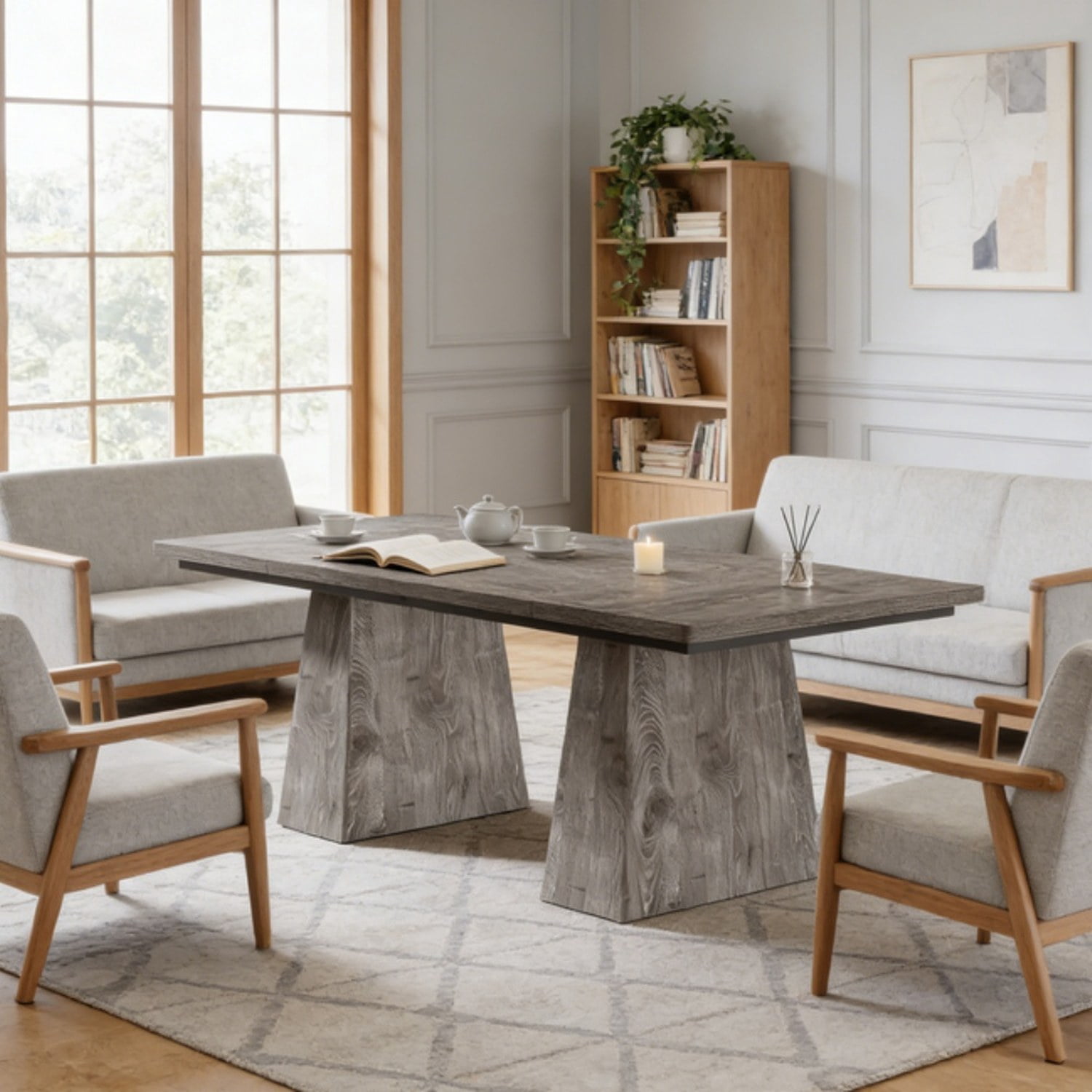 Rustic Farmhouse Dining Table, Seats 6
