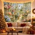 thumbnail image 3 of Lush Greenhouse with Blooming Flowers and Arched Windows, Romantic Watercolor for Plant Lovers, Botanical Garden Art, Housewarming Gift Tapestry Wall Hanging for Living Room and Bedroom, 3 of 7