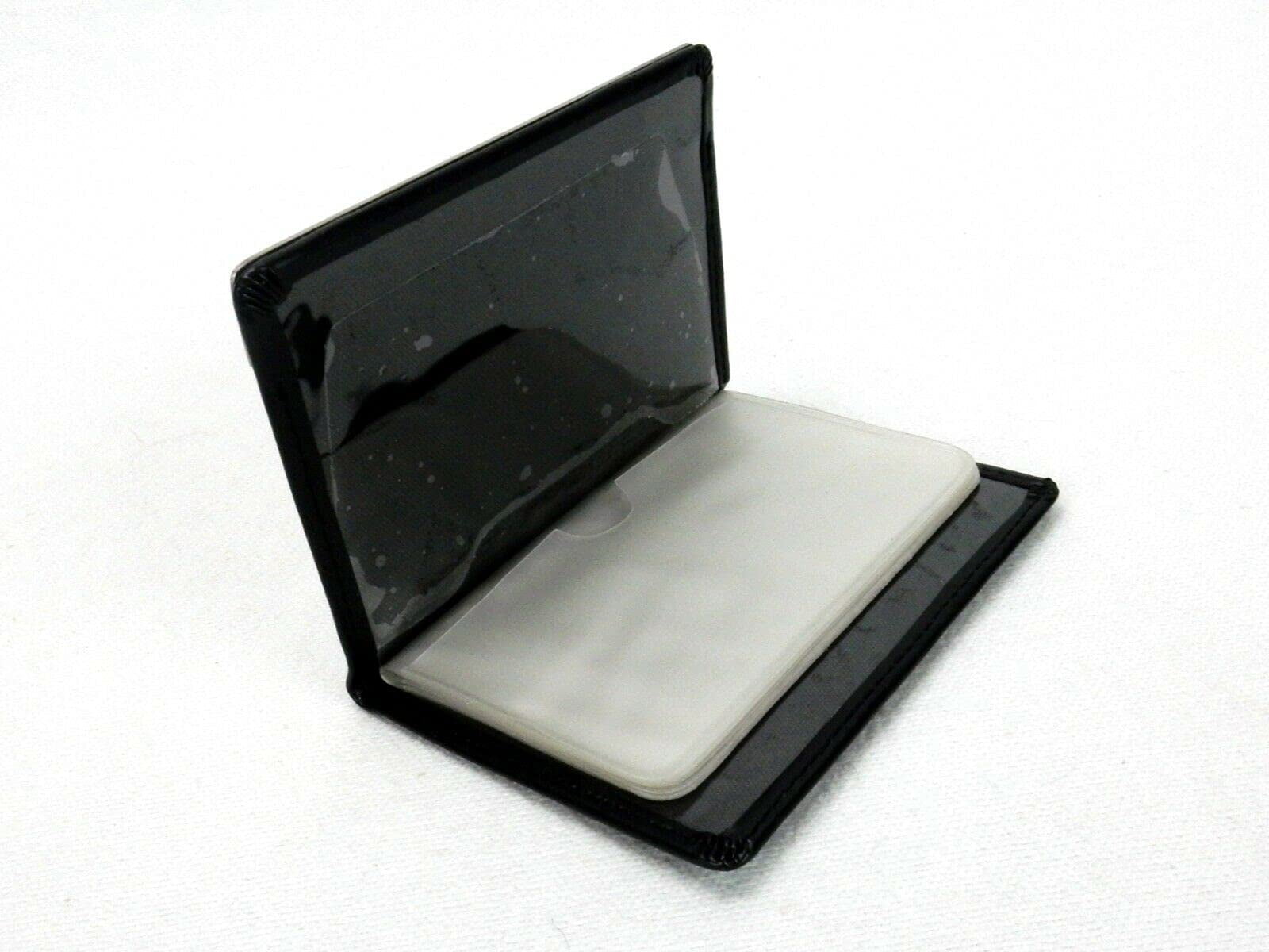 Sweda Black Leather Business Card Holder Book - Pocket Size Business Card Organizer