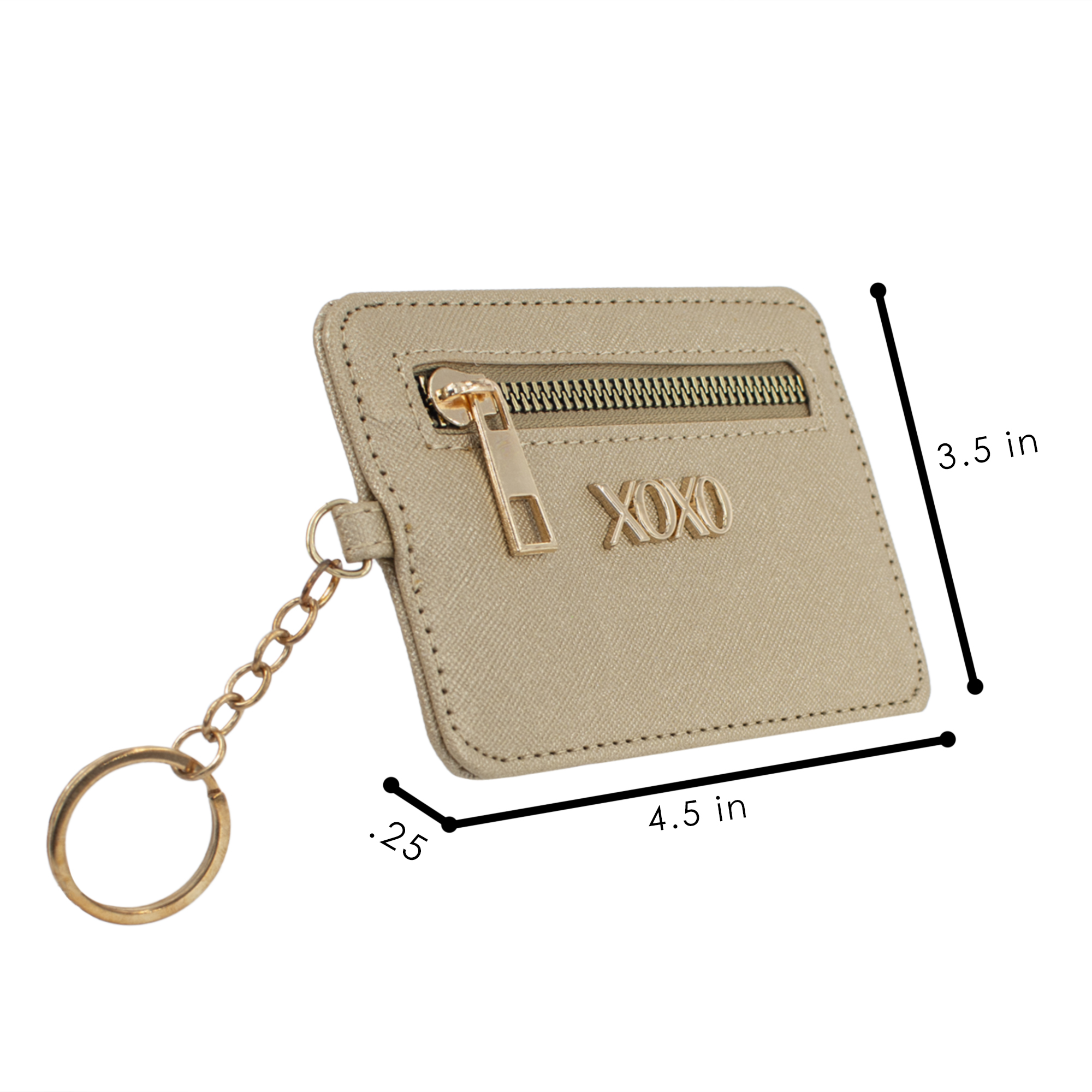XOXO Women’s Everyday Large Gold Saffiano Leather Solid / Patterned Coin Case Wallet
