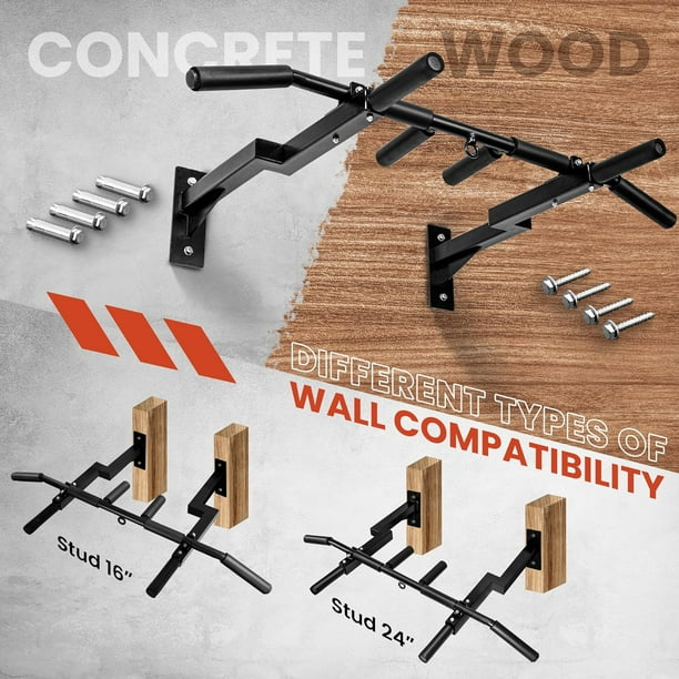 Yes4All Multiple Grip Wall Mount Chin Up Bar 16 24 Reversible Stud Compatibility Wall Mounted Pull Up Bar Steel Construction Strength Training Pull Up Bars Walmart Business Supplies