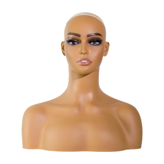 Stgfyxgs Realistic Female Mannequin Head Bust with Shoulders for Barber Shop Hanging Accessory with Chain