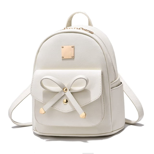 EASTIN Bowknot Cute Leather Backpack Mini Backpack Purse for Women White