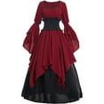 thumbnail image 7 of GaThRRgYP Women's Sling Gothic Dress,Women's Medieval Renaissance Pirate Witch Dress Gown Skirt Wine XS, 7 of 7