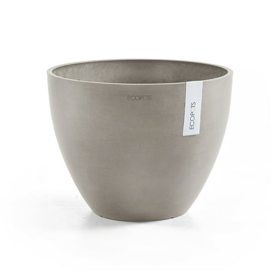 Ecopots Antwerp Durable Modern Round Indoor/Outdoor Recycled Based Composite Flower Pot Planter, Taupe, 12"