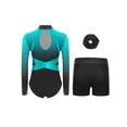 thumbnail image 2 of TSSOE Gymnastics Leotard for Girls Long Sleeve Sparkly Dance Biketard Bodysuit with Shorts Hairband Ballet Tumbling Outfit Light Blue 6, 2 of 3