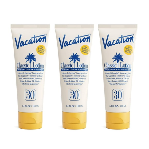 Loción de protección solar Vacation Classic SPF 30, 100 ml x 3, tamaño de viaje