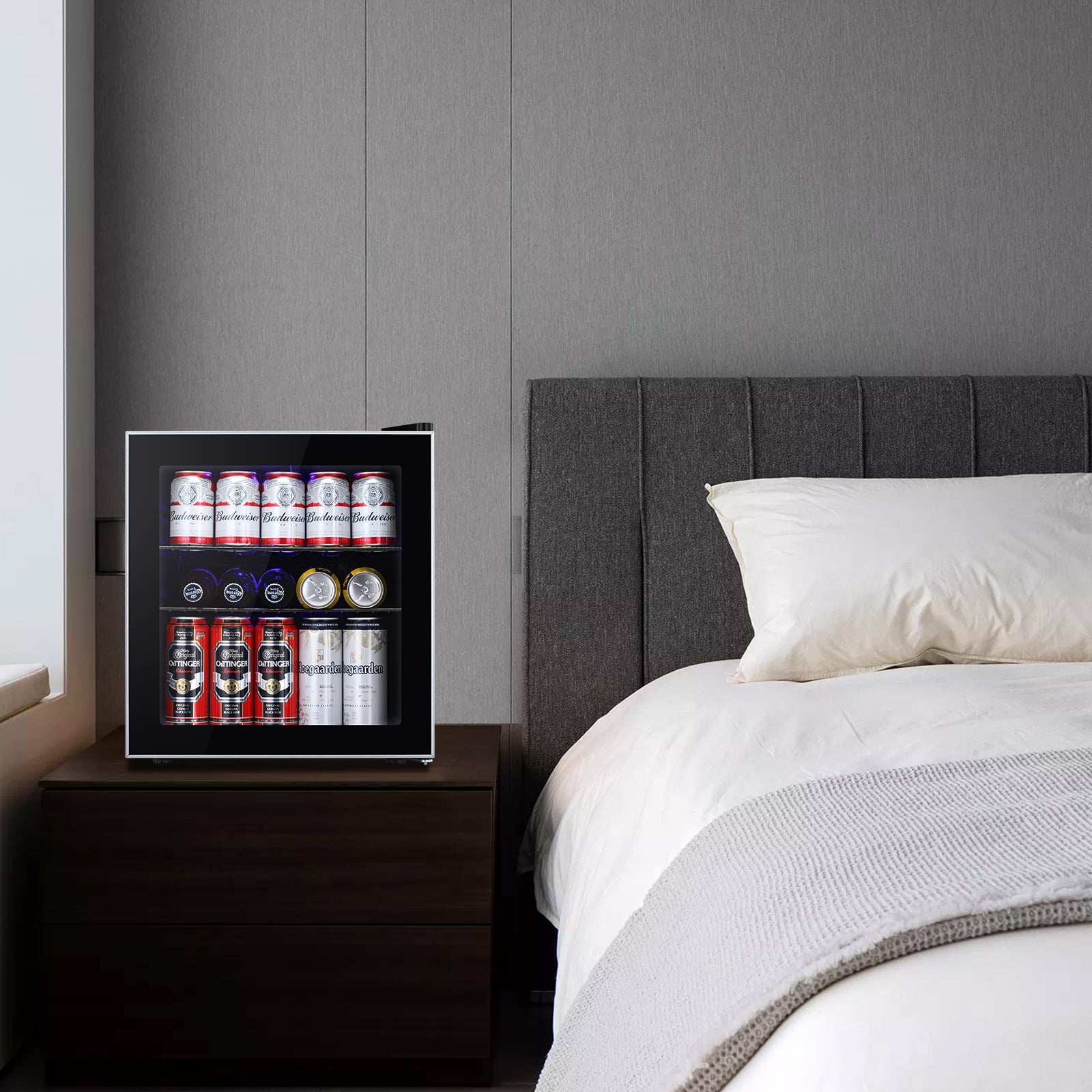 WAA Glass Door Beverage Refrigerator Cooler, Mini Fridge