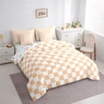thumbnail image 3 of Homewish Orange White Grid 7-Piece Twin Bedding Sets For Kids Children Teens,Geometric Buffalo Bedding Comforter Set,Minimalist Abstract Breathable Sheet Sets,Microfiber Bedroom Decor,Reversible, 3 of 8