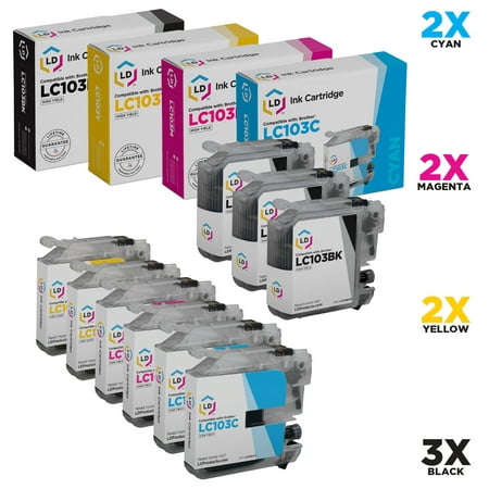 Brother Compatible LC103 Bulk Set of 9 High Yield Ink Cartridges: 3 Black & 2 each of Cyan / Magenta / (Best Compatible Ink Cartridges Review)