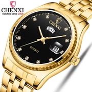 CHENXI Brand Men's Golden Wristwatches Business Analogue Quartz Watch Men Fashion Luxury Stainless Steel Waterproof Clock