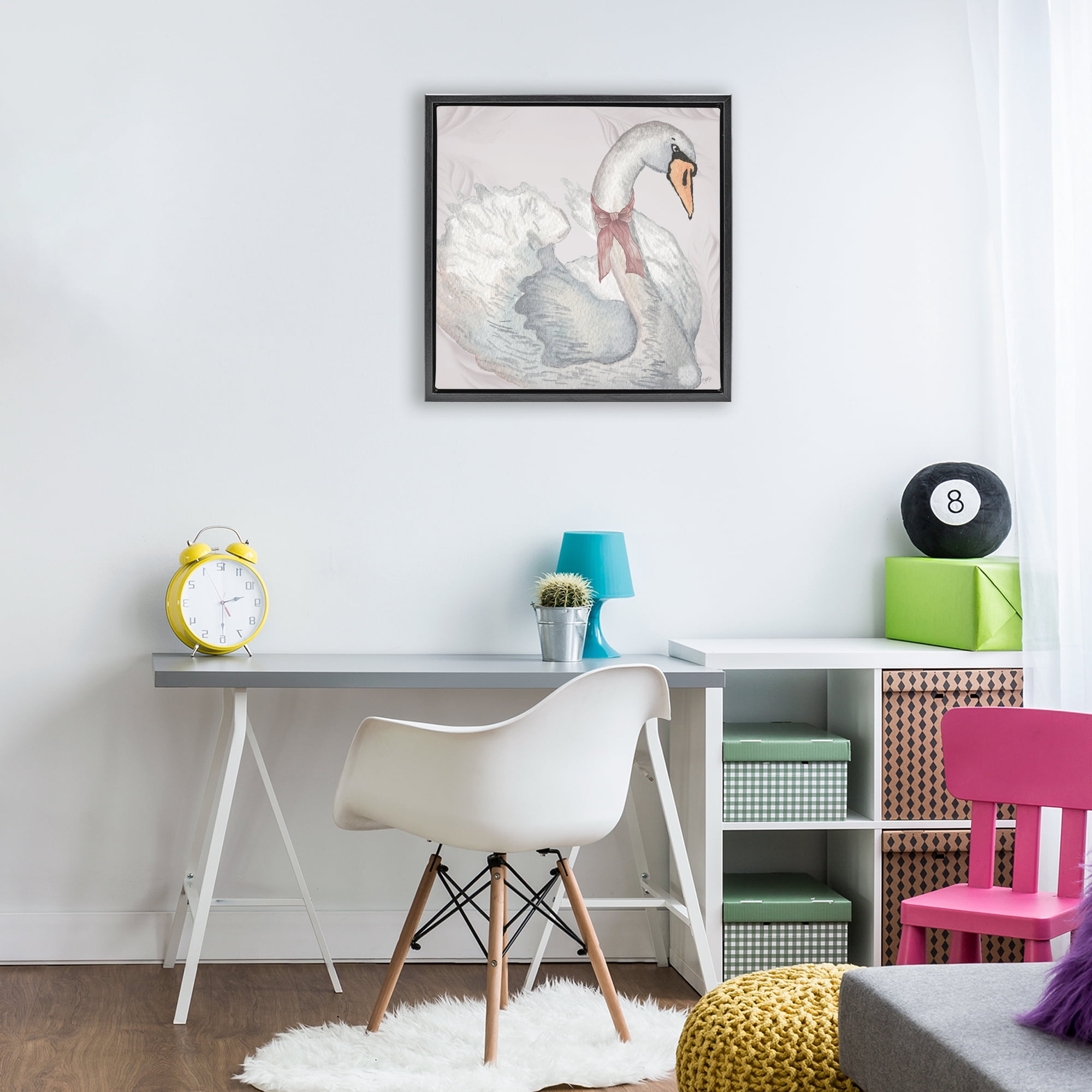 Stupell Industries Subdued Classic Swan Black Framed Floater Canvas Wall Art, design by Elizabeth Medley