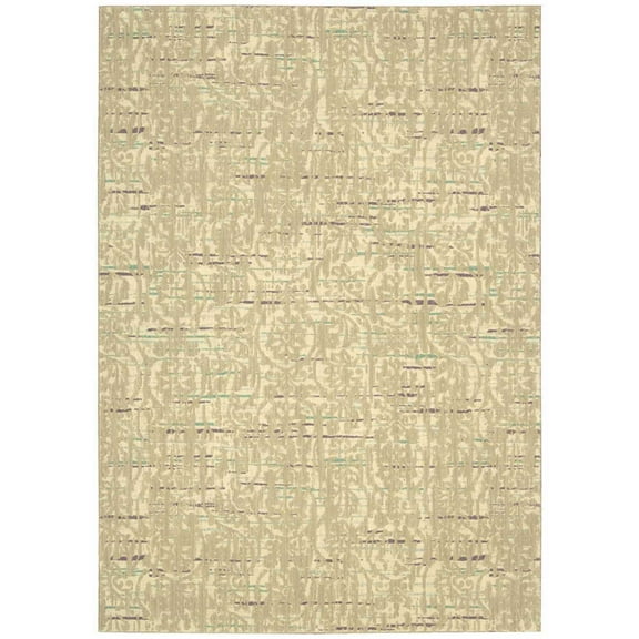 Nourison Nepal NEP11 Area Rug Beige 5'3" x 7'5" Latex Free Wool,Silk 6' x 9' Indoor Living Room,Bedroom,Dining Room Grey