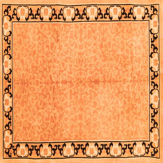 Ahgly Company Indoor Square Persian Orange Traditional Area Rugs, 6' Square