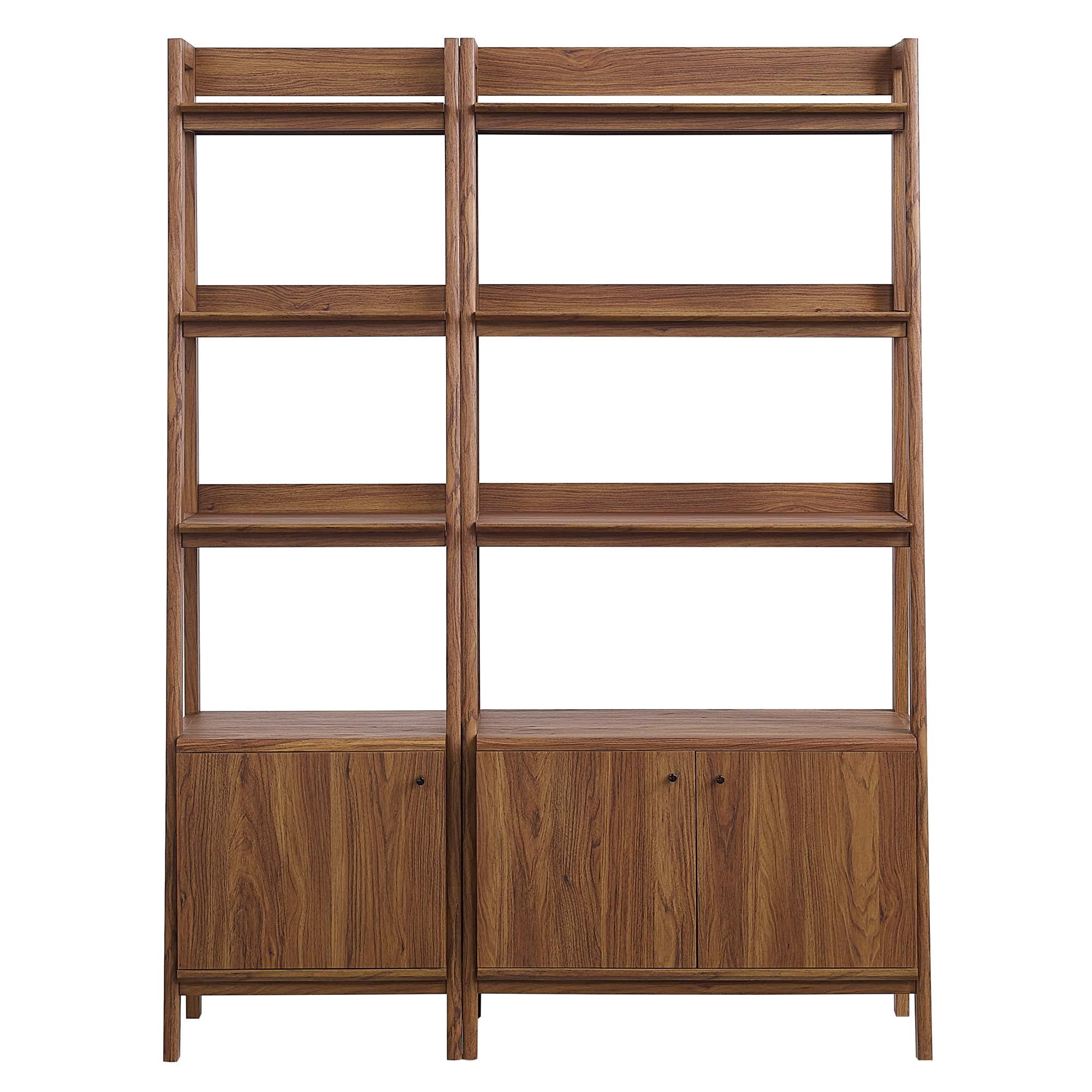 Modway Bixby Particleboard and MDF Bookshelves in Walnut (Set of 2)