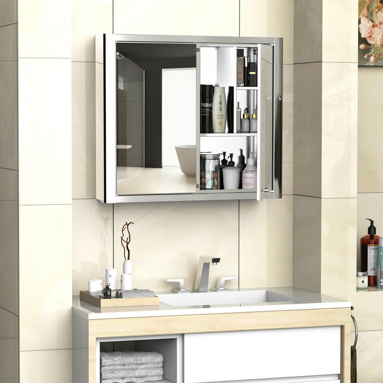 kleankin Stainless Steel Wall Mount Bathroom Medicine Cabinet with