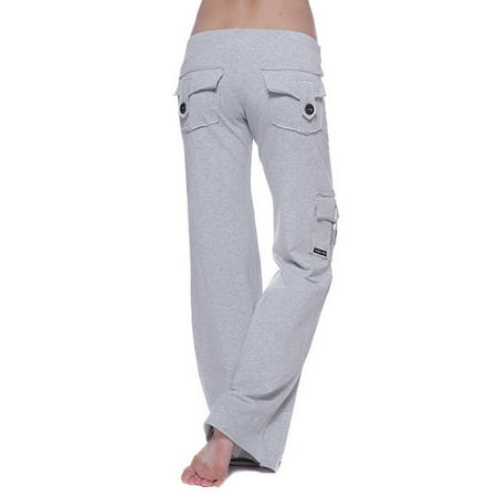 Women's Yoga Pants Wide Leg Sweatpants Bootleg Pants with Muti Pockets ...
