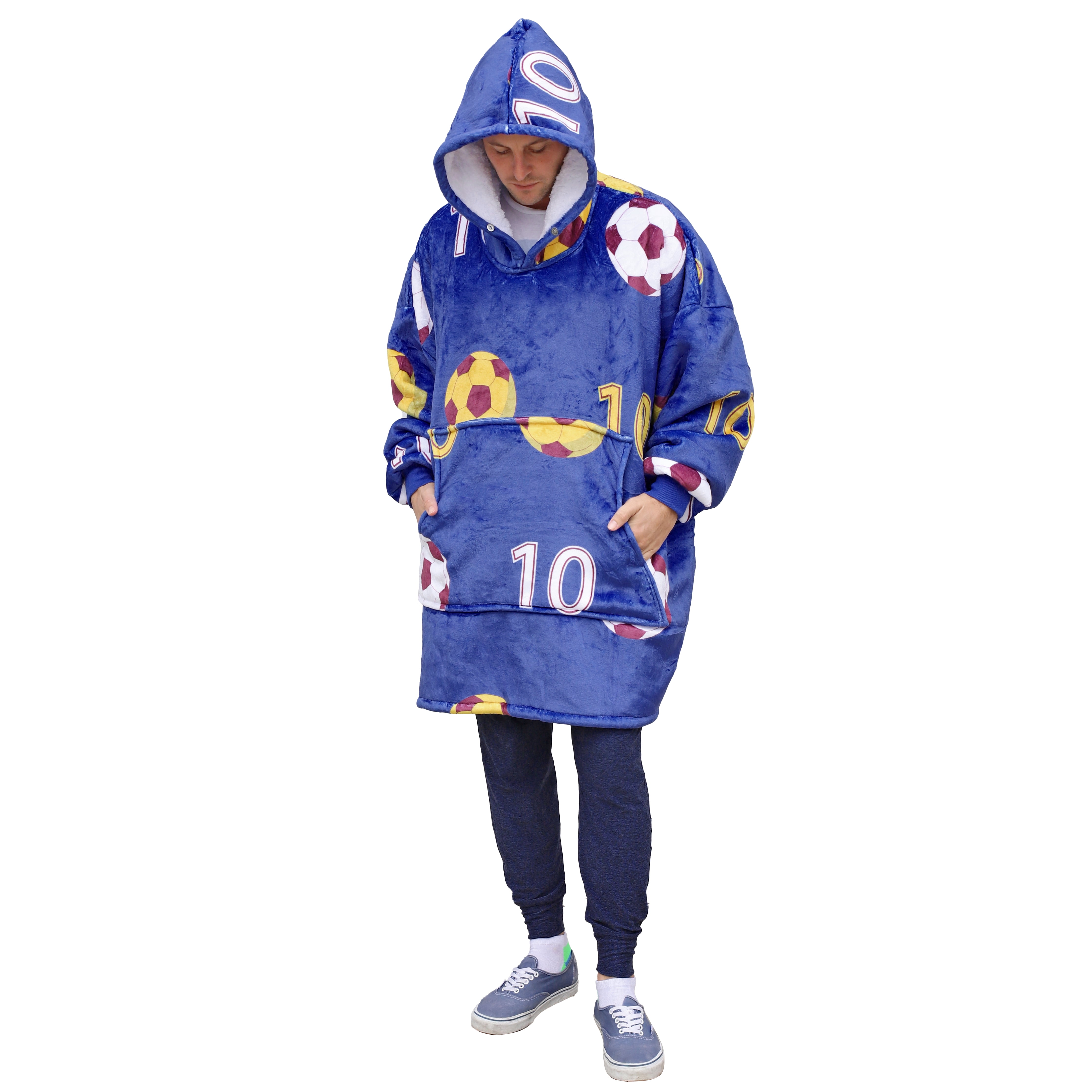 Catalonia Oversized Wearable Blanket Hoodie Sweatshirt, Comfortable Sherpa Lounging Pullover for Adults Men Women Teenagers Wife Girlfriend Gift