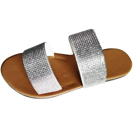 

Inkach Womens Glitter Bling Fancy Slide Flat Low Wedge Casual Fashion Sandals Shoes
