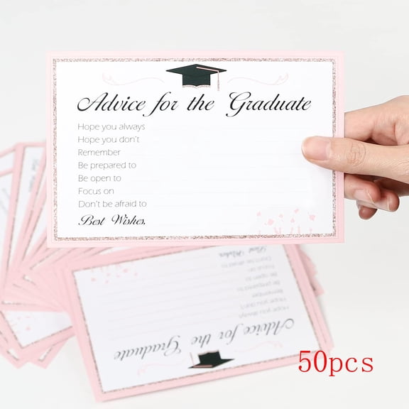 50 Pack Graduation Advice Cards for Guests, Double-Sided Printed Paper for Wishes and Messages, Party Favor Activity for High School College Grad