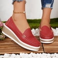 thumbnail image 2 of Rokment Womens Platform Wedge Loafers Fall Stylish Casual Solid Leather Memory Foam Chunky Heels Slip on Business Office Work Casual Shoes, 2 of 5