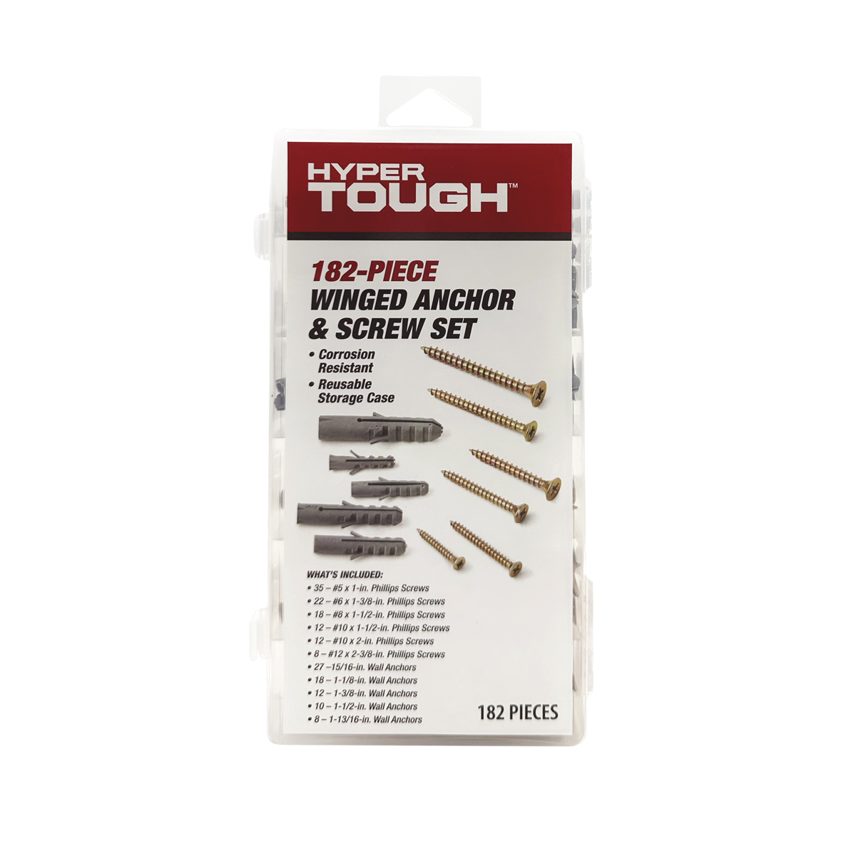 Hyper Tough 182-Piece Winged Anchor & Screw Kit with Storage photo 2