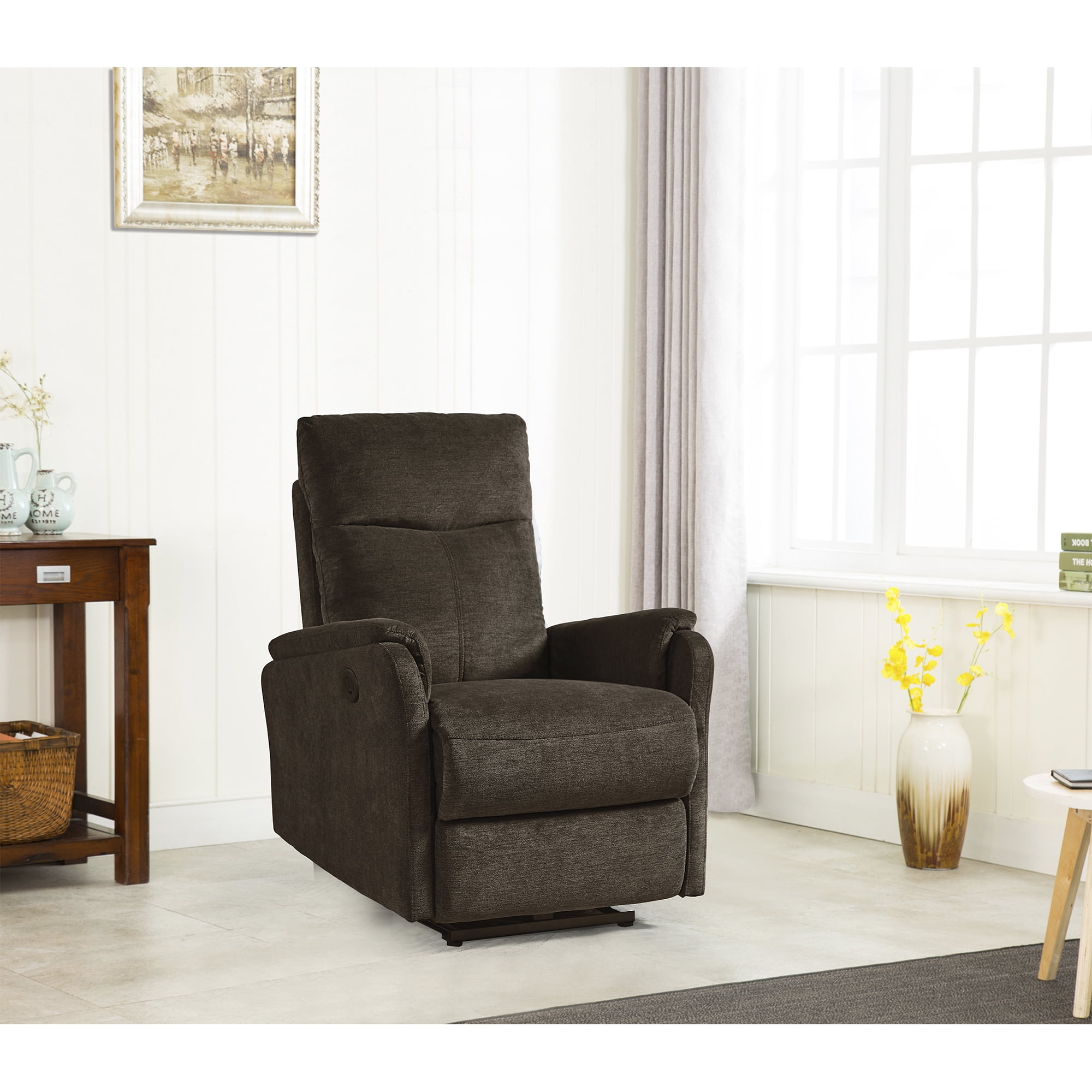 MAYEERTY Power Recliner Chair – Easy Control, USB Charging, Compact Design, Dark Brown