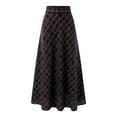 thumbnail image 4 of larppty Womens Vintage Plaid Maxi Skirt High Waisted Trendy Fall Casual A-Line Pleated Tartan Full Length Long Skirts Ladies（Black，S）, 4 of 5