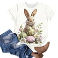 thumbnail image 4 of Pxxlle Women's Easter Tshirts Funny Bunny Eggs Graphic Tees Plus Size Short Sleeve Crewneck Holiday T Shirts XXXXXL, 4 of 5