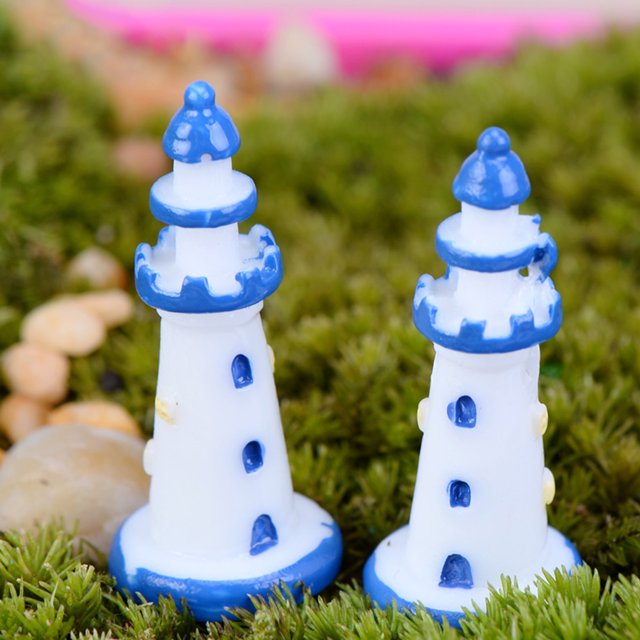 Flmtop 5Pcs Mini Statue de Phare Forme Réaliste Résine Compacte Petite Fée Mini Statue de Jardin Patio Décor