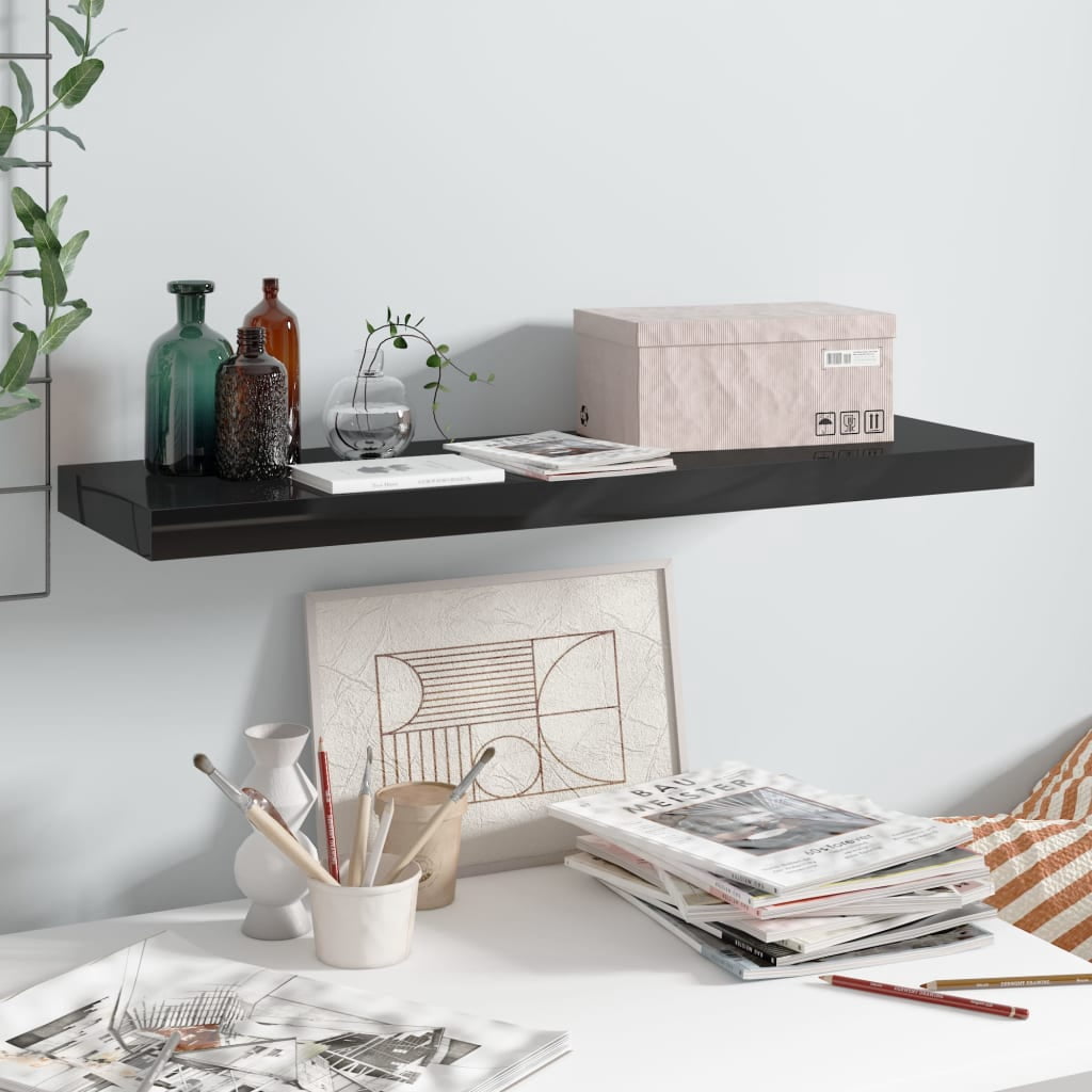 vidaXL Wall Shelf Black Honeycomb MDF, Metal Small Wall mounting