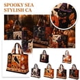 thumbnail image 2 of Halloween Tote Bag, Women Quilted Shoulder Bag with Pumpkin Ghost Witch Pattern, Stylish Fall Handbag Large Reusable Canvas Tote for Shopping, Work, Travel and Holiday Accessories, 2 of 5