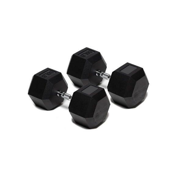 Par Mancuerna Hexagonal 90 Lb con Revestimiento en Goma MDFitness Pesa, Dumbbell MDFitness Hexagonal Recubierta