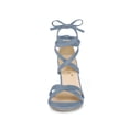 thumbnail image 6 of BLISSFUL STEP Women's Sandals High Block Heels Solid Color Lace up Sandals Haze blue 7, 6 of 7