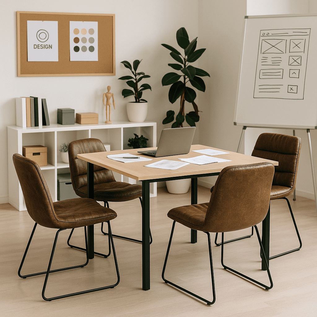 Homy Casa - Ensemble de 4 chaises de salle à manger rembourrées, pieds en métal antirouille et patins ajustables
