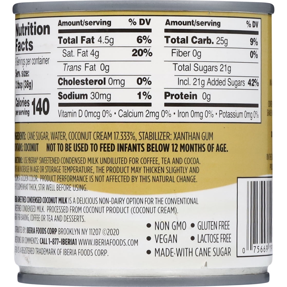 Iberia Sweetened Condensed Coconut Milk, 11.6 oz