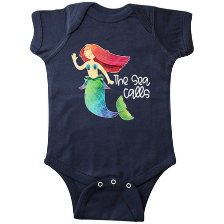 

Inktastic The Sea Calls Mermaid with Red Hair Gift Baby Boy or Baby Girl Bodysuit