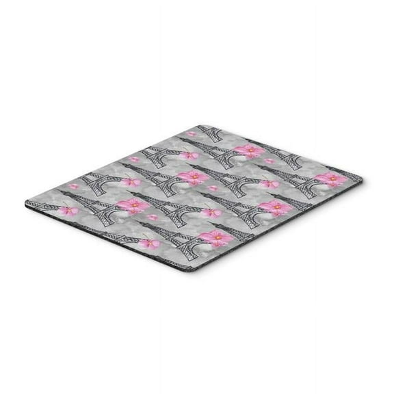 Watercolor Pink Flowers Eiffel Tower Mouse Pad - Pink - 9.5 x 0.25 x 8 in