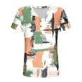thumbnail image 7 of ZQUUVOU Women's T-Shirt V-Neck Button Printed Short Sleeve Blouse Khaki (2XL), 7 of 7