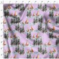 thumbnail image 4 of Soimoi Pink Cotton Voile Fabric Fox & Pine Tree Fabric Prints By Yard 56 Inch Wide, 4 of 5